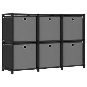 vidaXL Ραφιέρα με 6 Κύβους & Κουτιά Μαύρη 103x30x72,5cm Υφασμάτινη 1 τεμ.