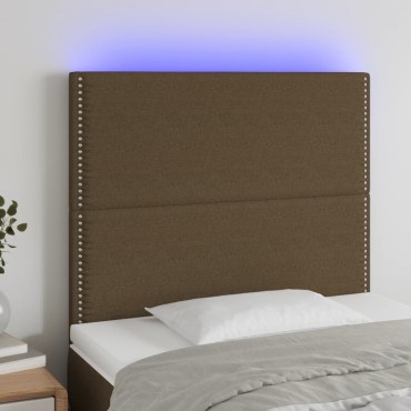 vidaXL Κεφαλάρι Κρεβατιού LED Σκούρο Καφέ 80x5x118/128cm Υφασμάτινο 1 τεμ.