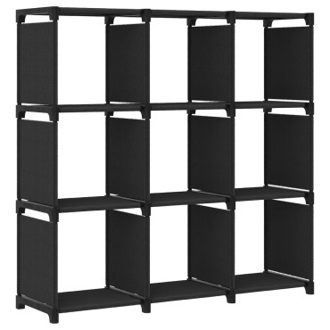 vidaXL Ραφιέρα με 9 Κύβους & Κουτιά Μαύρη 103x30x107,5cm Υφασμάτινη 1 τεμ.