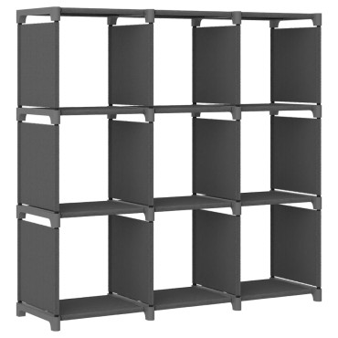 vidaXL Ραφιέρα με 9 Κύβους & Κουτιά Γκρι 103x30x107,5cm Υφασμάτινη 1 τεμ.