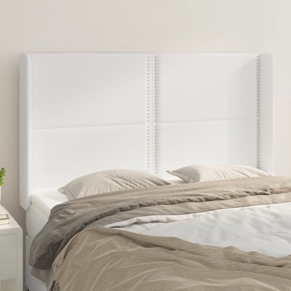 vidaXL Κεφαλάρι με Πτερύγια Λευκό 147x16x118/128cm Συνθ. Δέρμα 1 τεμ.