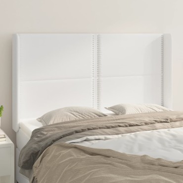 vidaXL Κεφαλάρι με Πτερύγια Λευκό 147x16x118/128cm Συνθ. Δέρμα 1 τεμ.