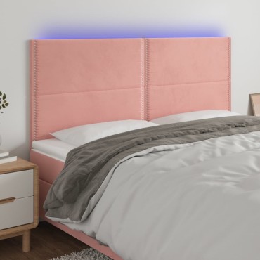 vidaXL Κεφαλάρι Κρεβατιού LED Ροζ 160x5x118/128cm Βελούδινο 1 τεμ.