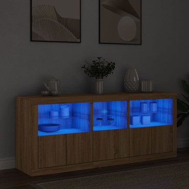 vidaXL Ντουλάπι με LED Sonoma Δρυς 162x37x67cm 1 τεμ.