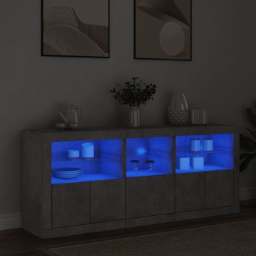 vidaXL Ντουλάπι με LED Γκρι Σκυροδέματος 162x37x67cm 1 τεμ.