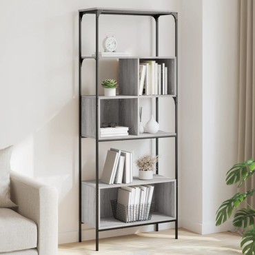 vidaXL Βιβλιοθήκη 5 Επιπέδων Γκρι Sonoma 76x33x188,5cm Επεξεργ. Ξύλο 1 τεμ.