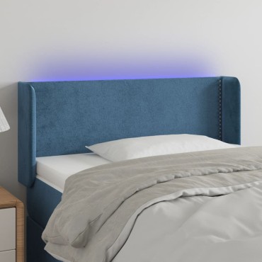 vidaXL Κεφαλάρι Κρεβατιού LED Σκούρο Μπλε 103x16x78/88cm Βελούδινο 1 τεμ.