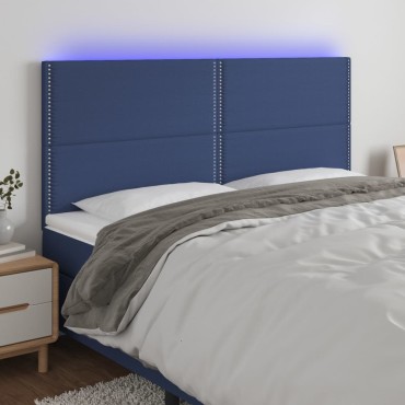 vidaXL Κεφαλάρι Κρεβατιού LED Μπλε 200x5x118/128cm Υφασμάτινο 1 τεμ.