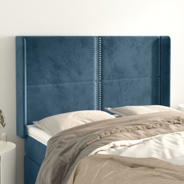 vidaXL Κεφαλάρι με Πτερύγια Σκούρο Μπλε 147x16x118/128cm Βελούδινο 1 τεμ.