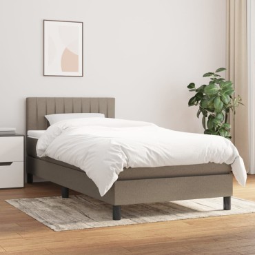 vidaXL Κρεβάτι Boxspring με Στρώμα Taupe 90x190 εκ.Υφασμάτινο