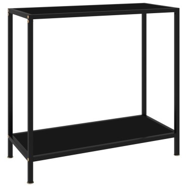 vidaXL Τραπέζι Κονσόλα Μαύρο 80x35x75cm από Ψημένο Γυαλί 1 τεμ.