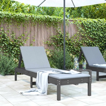 vidaXL Ξαπλώστρα Γκρι 199,5x60x74cm από Μασίφ Ξύλο Πεύκου 1 τεμ.