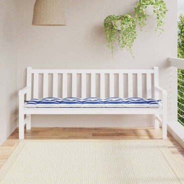 vidaXL Μαξιλάρι Πάγκου Κήπου Μπλε&Λευκό Ριγέ 180x50x7cm Ύφασμα Oxford