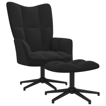 vidaXL Πολυθρόνα Relax Μαύρη Βελούδινη με Σκαμπό 62x68x98cm 1 τεμ.