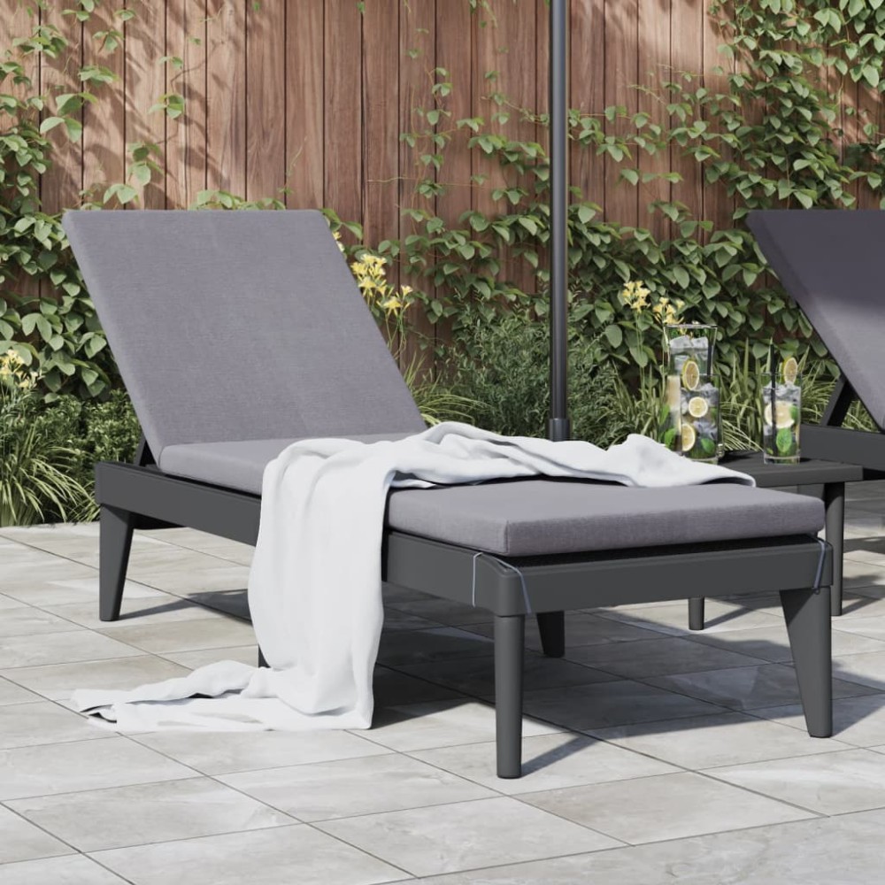 vidaXL Ξαπλώστρα Ανθρακί 186x60x29 από Πολυπροπυλένιο 118x57x29cm 1 τεμ.