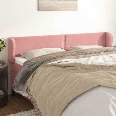 vidaXL Κεφαλάρι με Πτερύγια Ροζ 163x23x78/88cm Βελούδινο 1 τεμ.