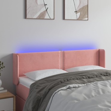 vidaXL Κεφαλάρι Κρεβατιού LED Ροζ 147x16x78/88cm Βελούδινο 1 τεμ.