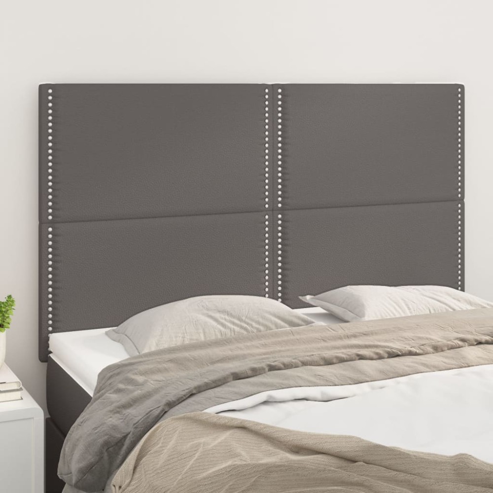 vidaXL Κεφαλάρια Κρεβατιού 4 τεμ. Γκρι 72x5x78/88cm Συνθετικό Δέρμα