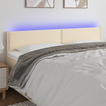 vidaXL Κεφαλάρι Κρεβατιού LED Κρεμ 160x5x78/88cm Υφασμάτινο 1 τεμ.