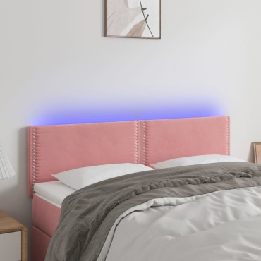 vidaXL Κεφαλάρι Κρεβατιού LED Ροζ 144x5x78/88cm Βελούδινο 1 τεμ.