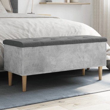 vidaXL Παγκάκι Αποθήκευσης Γκρι Σκυροδεμ. 102x42x46cm Επεξεργ. Ξύλο 1 τεμ.