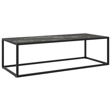 vidaXL Τραπεζάκι Σαλονιού Μαύρο 120x50x35cm Μαύρο Γυαλί Όψη Μαρμάρου 1 τεμ.