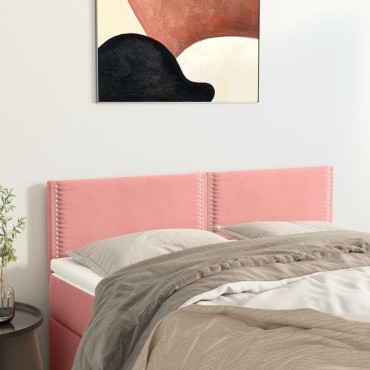 vidaXL Κεφαλάρια Κρεβατιού 2 τεμ. Ροζ 72x5x78/88cm Βελούδινα