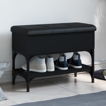 vidaXL Παπουτσοθήκη Μαύρη 62x32x45cm από Επεξεργασμένο Ξύλο 1 τεμ.