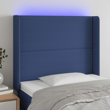 vidaXL Κεφαλάρι Κρεβατιού LED Μπλε 83x16x118/128cm Υφασμάτινο 1 τεμ.