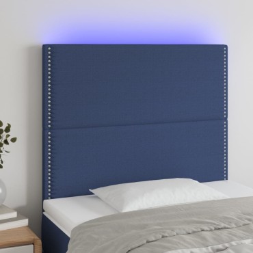 vidaXL Κεφαλάρι Κρεβατιού LED Μπλε 80x5x118/128cm Υφασμάτινο 1 τεμ.