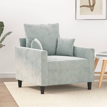 vidaXL Πολυθρόνα Ανοιχτό Γκρι Βελούδινη 78x77x80cm 1 τεμ. Γωνιακός