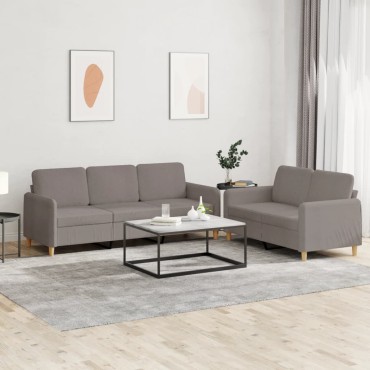 vidaXL Πολυθρόνες Σετ 2 τεμ. Taupe από Ύφασμα με Μαξιλάρια 138x77x80cm  Διθέσιος Τριθέσιος