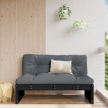 vidaXL Καναπές Κήπου Μεσαίος Μαύρος 120x80cm από Μασίφ Ξύλο Πεύκου 1 τεμ. Γωνιακός
