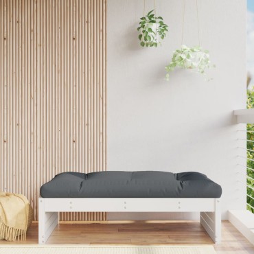 vidaXL Υποπόδιο Κήπου Λευκό 120x80cm από Μασίφ Ξύλο Πεύκου 1 τεμ. Γωνιακός