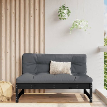 vidaXL Καναπές Κήπου Μεσαίος Μαύρος 120x80cm από Μασίφ Ξύλο Πεύκου 1 τεμ. Γωνιακός