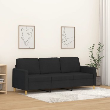 vidaXL Καναπές Τριθέσιος Μαύρος Υφασμάτινος 198x77x80cm 1 τεμ.