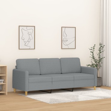 vidaXL Καναπές Τριθέσιος Ανοιχτό Γκρι Υφασμάτινος 198x77x80cm 1 τεμ.