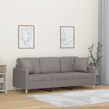 vidaXL Καναπές Τριθέσιος Taupe Υφασμάτινος με Μαξιλάρια 198x77x80cm 1 τεμ.