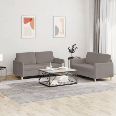 vidaXL Πολυθρόνες Σετ 2 τεμ. Taupe από Ύφασμα με Μαξιλάρια 138x77x80cm  Διθέσιος