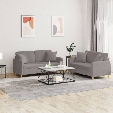 vidaXL Σετ Σαλονιού 2 τεμ. Taupe από Ύφασμα Μικροϊνών με Μαξιλάρια 138x77x80cm  Διθέσιος