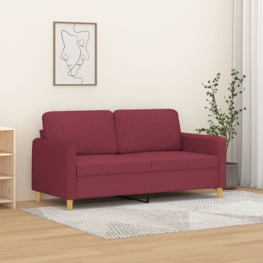 vidaXL Καναπές Διθέσιος Μπορντό Υφασμάτινος 158x77x80cm 1 τεμ.
