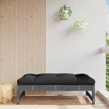 vidaXL Υποπόδιο Κήπου Γκρι 120x80cm από Μασίφ Ξύλο Πεύκου 1 τεμ. Γωνιακός