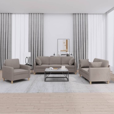 vidaXL Σετ Σαλονιού 3 τεμ. Taupe από Ύφασμα 78x77x80cm  Διθέσιος Τριθέσιος