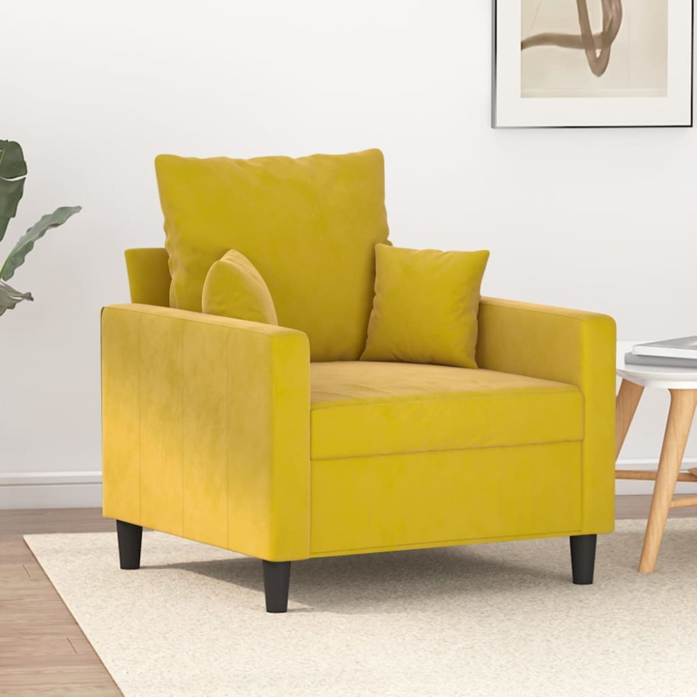 vidaXL Πολυθρόνα Κίτρινο Βελούδινη 78x77x80cm 1 τεμ. Γωνιακός