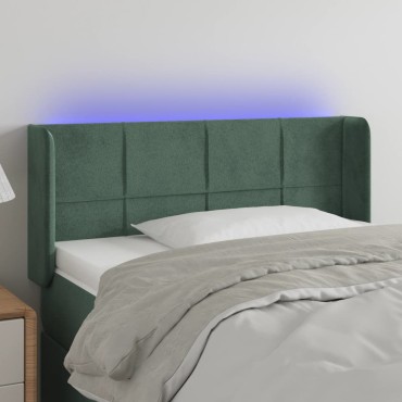 vidaXL Κεφαλάρι Κρεβατιού LED Σκούρο Πράσινο 83x16x78/88cm Βελούδινο 1 τεμ.