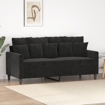 vidaXL Καναπές Διθέσιος Μαύρος Βελούδινος 158x77x80cm 1 τεμ.