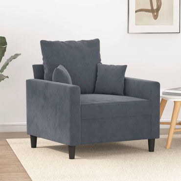 vidaXL Πολυθρόνα Σκούρο Γκρι Βελούδινη 78x77x80cm 1 τεμ. Γωνιακός