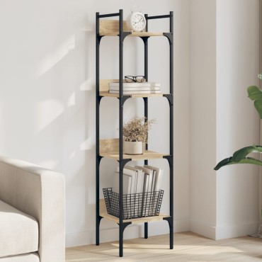 vidaXL Βιβλιοθήκη 4 Επιπέδων Sonoma Δρυς 35x30x138,5cm Επεξεργ. Ξύλο 1 τεμ.