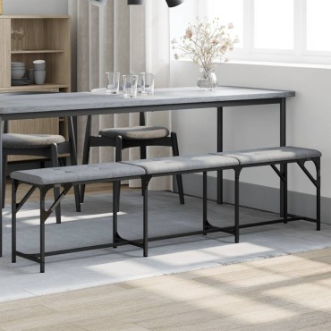 vidaXL Πάγκος Τραπεζαρίας Ανοιχτό Γκρι 186x32x45cm Ατσάλι / Ύφασμα 1 τεμ.