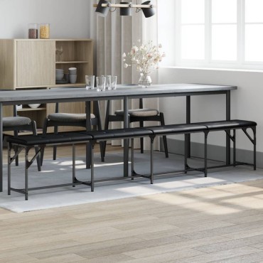 vidaXL Πάγκος Τραπεζαρίας Μαύρος 248x32x45cm Ατσάλι/Συνθετικό Δέρμα 1 τεμ.